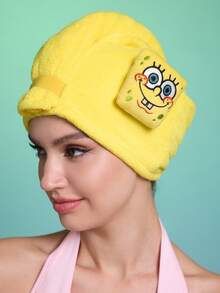 SpongeBob SquarePants | SHEIN 1件裝卡通乾髮帽，適合不同髮量，家用浴室裝飾 - 彩色 - 查看 1
