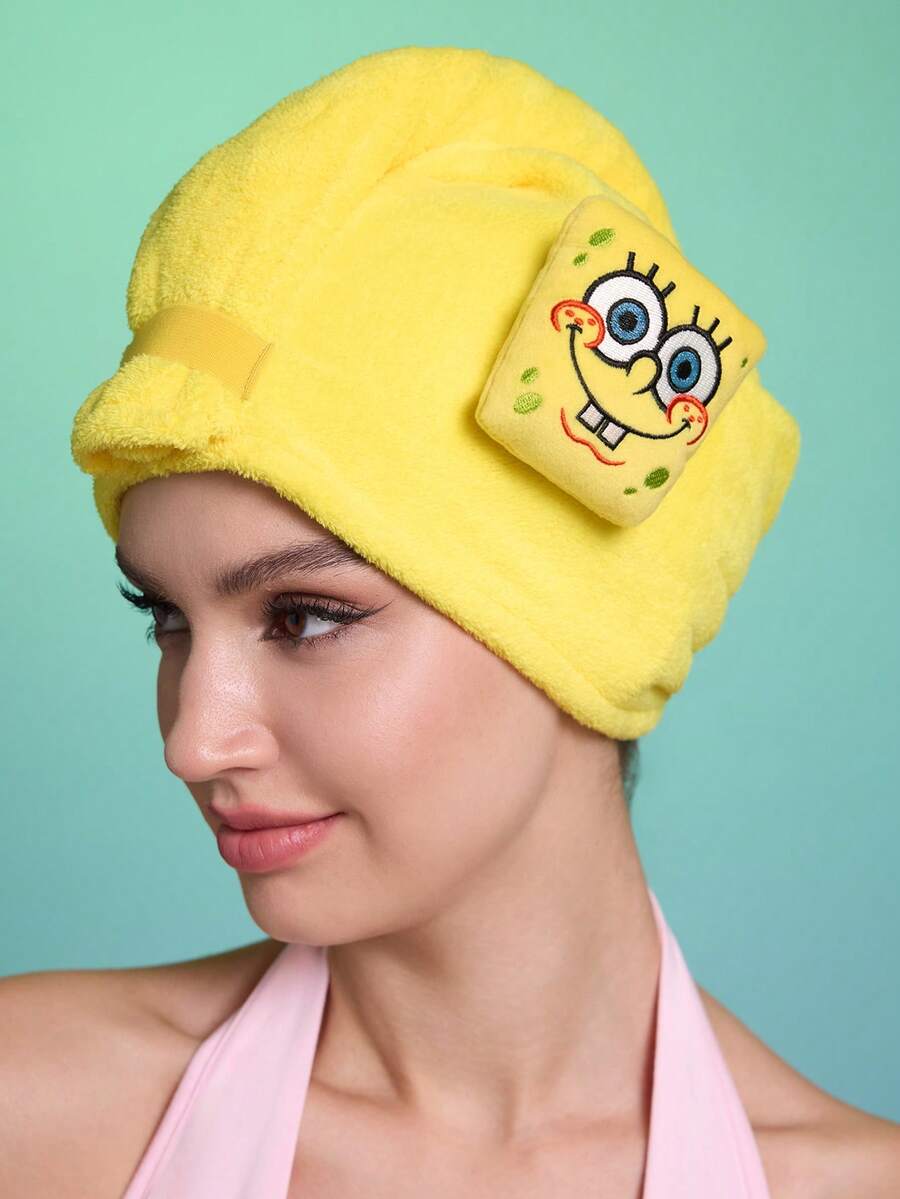 SpongeBob SquarePants | SHEIN 1件裝卡通乾髮帽,適合不同髮量,家用浴室裝飾 - 彩色 - 查看 1
