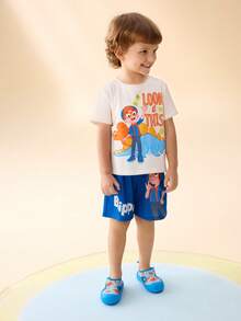 Blippi X SHEIN A Pair Of Children's Baotou Sandals, Anti-Collision Toe Design, Non-Slip, Wear-Resistant And Breathable Beach Sandals - Blue - View 3