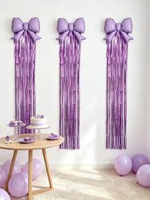 4-Piece Bowknot Rain Curtain Set, Suitable For Birthday Parties, Photo Backdrops, Bridal Gift-Giving Events, Wedding Party Decorations, And Anniversary Indoor/Outdoor Party Supplies. - Section B - View 2