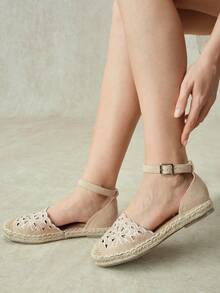 Styleloop Ladies, Straw Rope, Buckles, Flat Shoes. Fall Shoes - Light apricot - View 13