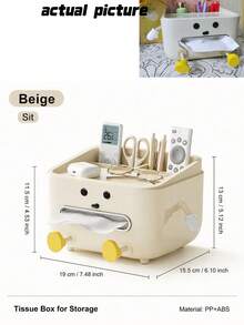 1pc Cute Napkin Holder Desktop Organizer, Remote Control Storage Box, Decorative Tissue Napkin Holder, Tabletop Sundries Storage Container, Practical Desk Tidy Organizer For Living Room, Bedroom, Bedside, Coffee Table, Home Office Countertop Decor - Multicolor - View 12