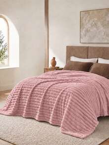 Cirelle Ultra Soft Plush Faux Fur Throw Blanket, Textured Wave Ribbed Fleece Blanket, Warm Cozy Decorative Blanket Throw For Couch, Sofa, Bed, Bedroom Decor - Bean paste color - View 1