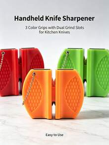 Portable Handheld Knife Sharpener, Mini Dual Grind Slots Kitchen Knife Sharpening Tool, Pocket Size Quick Sharpening Tool For Home Kitchen Knives - Multicolor - View 8