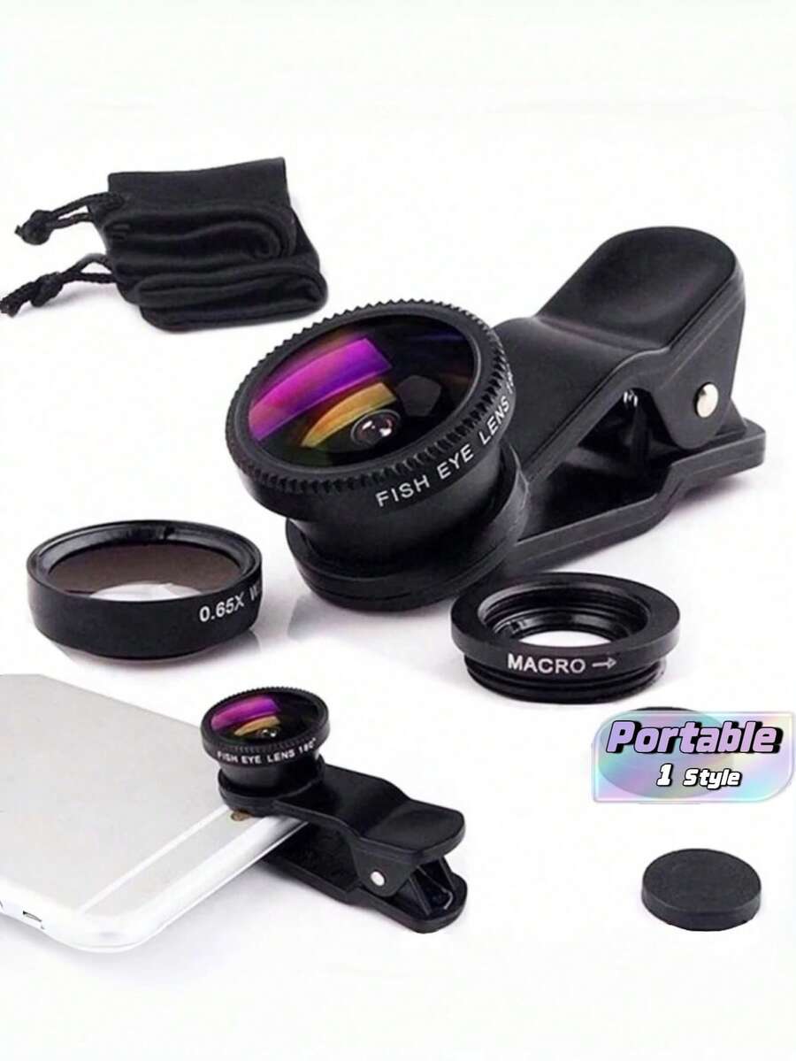 3-In-1 Universal Clip-On Phone Lens Kit - Wide Angle, Macro & Fisheye Lens, Mobile Phone Accessories To Enhance Your Photography Experience