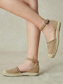 Styleloop Ladies, Straw Rope, Buckles, Flat Shoes. Fall Shoes - Khaki - View 10