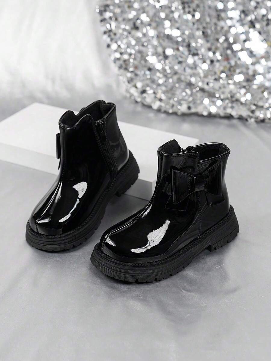 SHEIN 1 Pair Fashionable, Elegant, Warm, Lightweight Children's Snow Boots, Suitable For Holiday Wear - Black - View 1