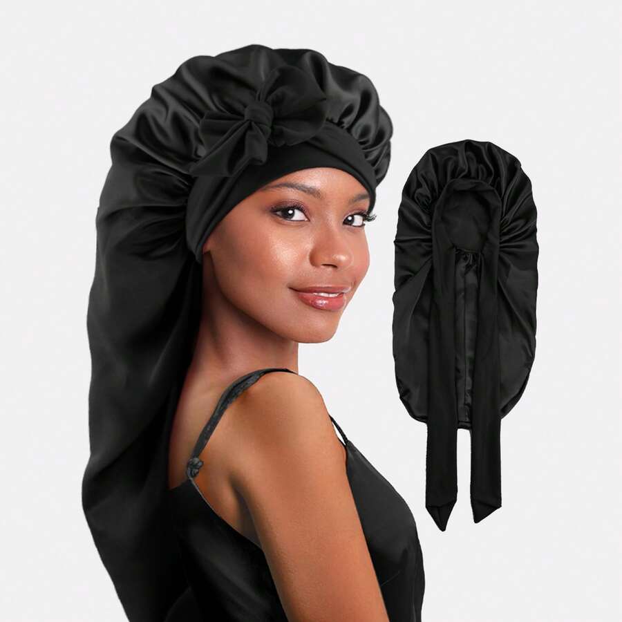 Dealstrict 1pc Women's Satin Sleep Cap, Soft Elastic Band, Silk Sleep Cap, Satin Sleep Cap Sleep Bonnet, Anti-Frizz - A - View 1