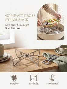 Haus Hana 2Pcs/4Pcs/6Pcs Cross Steaming Rack & Pot Holder, Stainless Steel Material, Stable Support Design, For Steaming Food And Heat Insulation, Suitable For Home Kitchen, Outdoor Camping, Picnic And Barbecue Gathering - View 13
