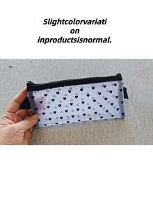 1pc Korean Japanese Style Transparent Mesh Pencil Case Large Capacity Makeup Bag Lipstick Pouch Stationery Organizer For School Office Travel - various - View 8