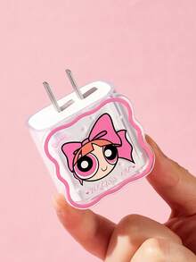 THE POWERPUFF GIRLS X SHEIN Pelindung Kabel Data, Cocok untuk Charger , Set 4 Buah Pelindung Kabel Ponsel, Pelindung Charger (Tidak Termasuk Kabel Data) - Berwarna merah muda - View 6
