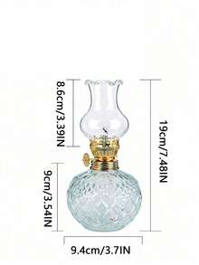 1pc Vintage Windproof Adjustable Glass Oil Lamp, Indoor Outdoor Retro Decor Lamp, Camping Festival Home Ornament, Fuel Not Included - Kerosene Lamp - View 3