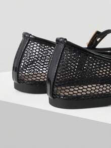 Mnmlis Women's Mesh Hollow Ballet Shoes Fall Shoes - Black - View 5
