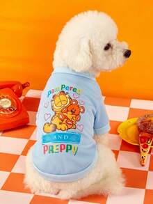 GARFIELD | PETSIN 1pc Kitten Holding Teddy Bear Doll, Printed Pet Sweater With Heart And Letters, Soft And Comfortable Warm Pet Clothing - Multicolor - View 2