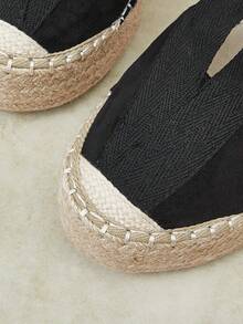 Styleloop Women's New Hemp Rope Woven Wedge Heel & Platform Shoes Bohemian Western Style Music Festival Wear Party Wear Platform Shoes Fall Shoes - Black 1 - View 9