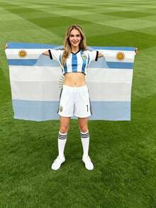 1 Pc,Wearable Flag Cape, Foldable And Portable. United States/The Netherlands/Argentina/Brazi/Spain. Create An Atmosphere, Suitablefor Taking Photos And Attending Parties - multicolor - View 2