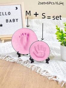 Hundred-Day/One-Year-Old Gift, Newborn Handprint And Footprint Commemorative Tool Set 3-Piece Set Including Handprint Mud + Bracket + Mold - Multicolor - View 23