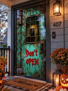 Halloween Door Curtain Decoration, Halloween Background Banner, Spooky Atmosphere Decor, Witch & Skull Door Cover - multicolor - View 8