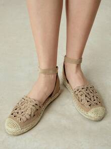 Styleloop Damas, Cuerda de Paja, Hebillas, Zapatos Planos. - Caqui poco profundo - Ver 7