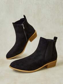 Styleloop Ladies And Ankle Boots And Booties, Slip-On Stretch Boots, Black Pointed Street Knight Boots Fall Boots - Black 0030 - View 2