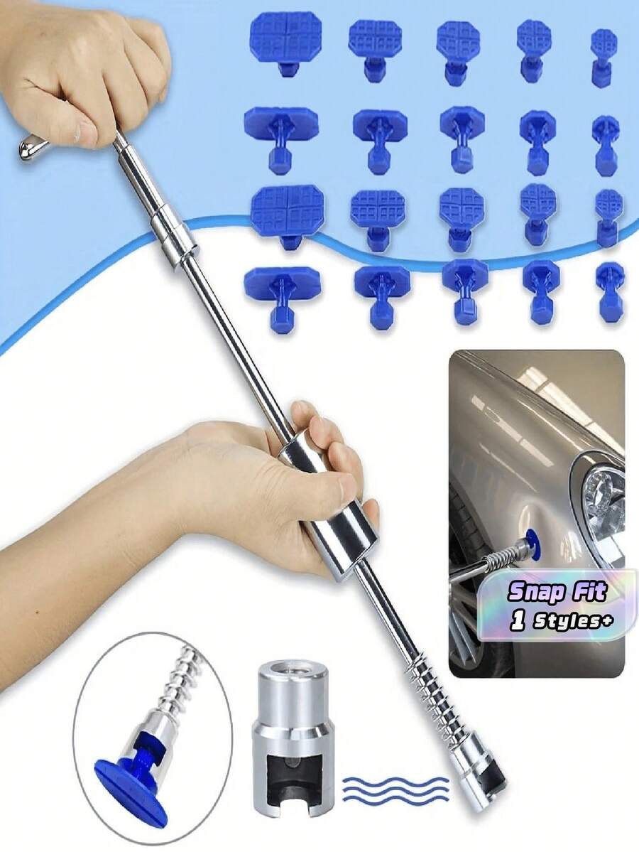 24 Piece Set Of Car Dent Repair Tools, T-Shaped Puller, Professional Manual Tool Set For Unpainted Cars, Suitable For Repairing Car Hail Damage Manual Tool Set
