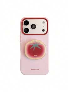 ShellaStory 蔬菜水果攤手機殼，適用於 Apple 17pm 與 18 Pro，亮面軟殼，清新配色，時尚獨特創意，幾何極簡小眾風 - 莓粉 - 查看 6