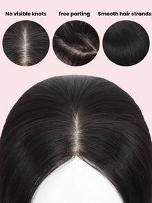 10 Inch Hair Toppers For Women 5*5.5 Large‑Area Silk Base Free‑Parting No Visible Knots On Crown Natural Color Straight Hair For Thinning Hair Easy Daily Wear - SNatural - View 4
