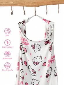 HELLO KITTY AND FRIENDS | SHEIN 1件卡通可愛印花哺乳睡袍，外出嬰兒推車遮蓋罩，柔軟舒適，四季日常使用 - 彩色 - 查看 2