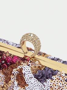 SHECARRY Ladies Fashionable Elegant Simple Classic Colorful Flowers Plants Sequins Dinner Bag, Clutch Bag, Party Dating Banquet Afternoon Tea Wedding - Multicolor - View 6