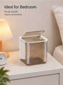 Cute Square Mini Transparent Desktop Trash Can High‑Appearance Small Paper Basket Household Waste Bin For Dorm Living Room Bedroom Compact Desk Garbage Holder Practical Dorm Desktop Daily Household Waste Accessory - multicolor - View 5
