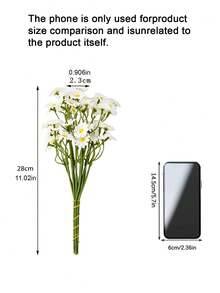 Rangkaian Bunga Daisy Chamomile Tiruan Gaya Kering, Tersedia Paket 6 atau 12 Buah (Opsional), Buket Genggam untuk Dekorasi Ruang Tamu, Pesta, dan Fotografi - Chamomile - View 4