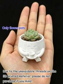 Hand-Held Coffee Cup Cute Flower Pot Cartoon Design, 3D Printed Premium Material, Succulent And Pothos Plant Pot, Suitable For Home, Office, Cafe, Bar Desktop Art Decoration, Beautiful Room Decor, Holiday Gift (Flower Pot Ornament Only) - Multicolor - View 8
