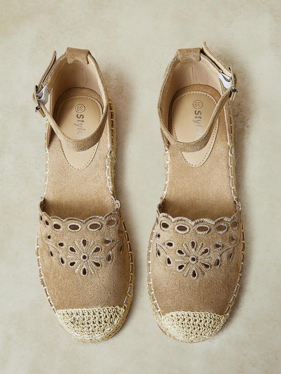 Styleloop Ladies, Straw Rope, Buckles, Flat Shoes. Fall Shoes - Khaki - View 1