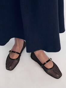 Mnmlis Women's Mesh Hollow Ballet Shoes Fall Shoes - Black - View 1