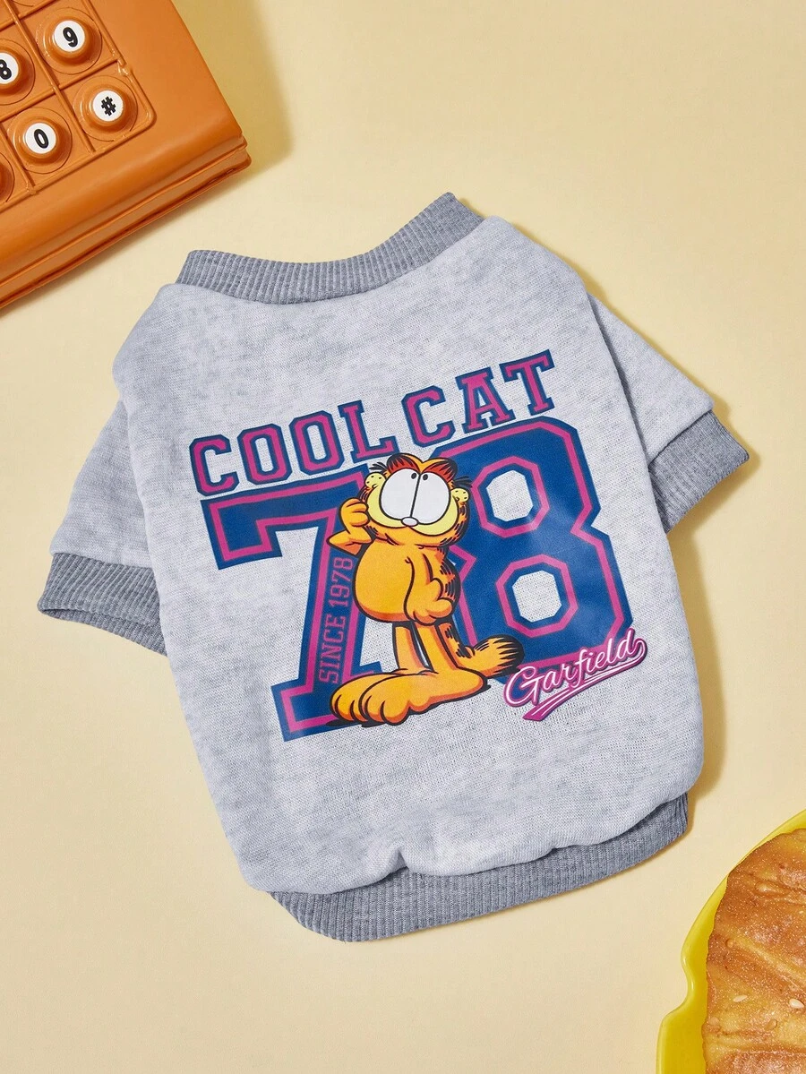 GARFIELD | PETSIN 1pc Printed Pet Sweater With Cat And Number 78 Plus Letters, Soft And Comfortable Warm Pet Clothing - Multicolor - View 1