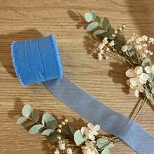 1件/5件裝 雪紡邊飾緞帶 4cm*6.5m，適用於婚禮裝飾、花束裝飾、手工裝飾、邀請卡裝飾、居家裝飾、禮品包裝，適合婚禮、派對、生日、新年、黑色情人節 - 冰藍 - 查看 9