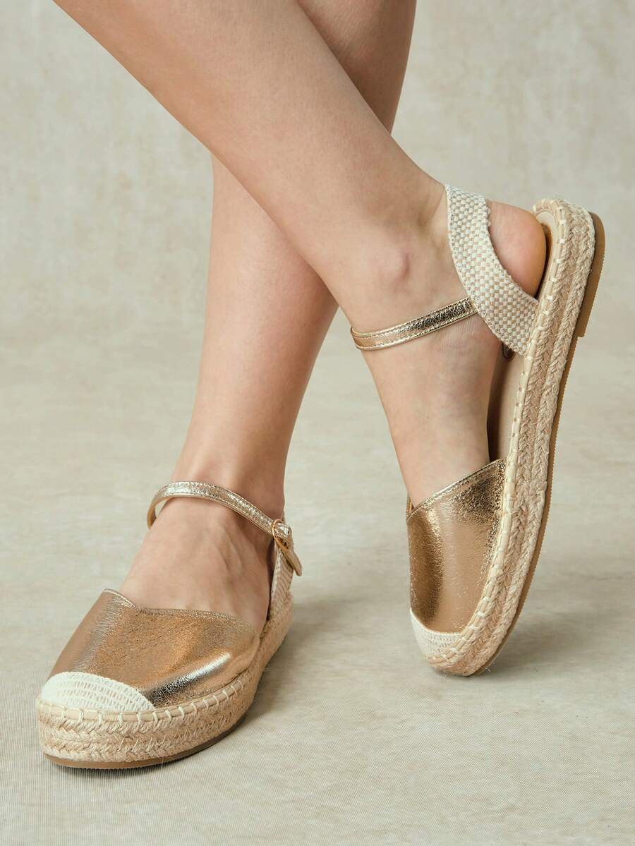 Styleloop Women's Flat Hemp Rope Shoes, Fisherman's Shoes, Straw Sandals, Bohemian Style, Vacation Atmosphere, Summer Wear, Travel Essentials Fall Shoes - yellow gold - View 1