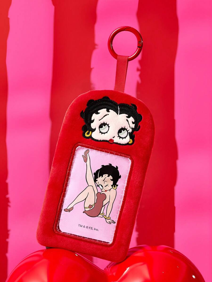 Betty Boop x SHEIN 1個可愛造型設計,適合放置偶像小卡、工作證、校園卡、交通卡等,透明PVC視窗設計,可掛在包包上 - 貝蒂娃娃 - 查看 1