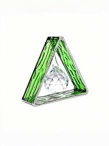 Cirelle 1pc Crystal Sun Catcher Table Figurine, Handmade Stained Glass Prism Stand With Crystal Ball Rainbow Maker, Aesthetic Glass Suncatcher Ornament For Window Shelf Desk - green - View 11