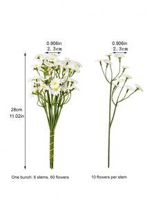 Rangkaian Bunga Daisy Chamomile Tiruan Gaya Kering, Tersedia Paket 6 atau 12 Buah (Opsional), Buket Genggam untuk Dekorasi Ruang Tamu, Pesta, dan Fotografi - Chamomile - View 3