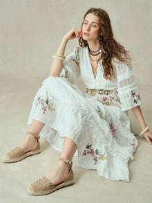 Styleloop Ladies, Straw Rope, Buckles, Flat Shoes. Fall Shoes - Khaki - View 6