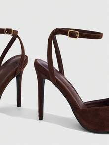 CUCCOO SZL Ladies Summer Graduation Shoes, Dinner Shoes, Holiday Shoes - Coffee Brown - View 5