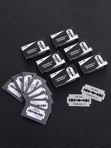 Double-Edged Razor Blade For Hairdresser, Men's Razor Blade, Stainless Steel Professional Haircut Tool - Black - View 2