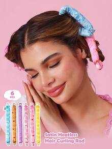 SHEIN X Care Bears 6-Piece Cartoon Printing No Heat Curling Tool Set, - Multicolor - View 1