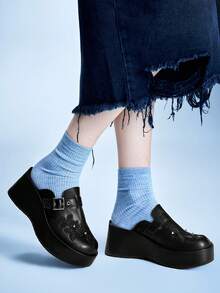 Sugerpunk 刺繡圖案復古露跟穆勒鞋女款，厚底一腳蹬龐克風百搭戶外涼拖鞋，夏季穿著 - 黑色 - 查看 9