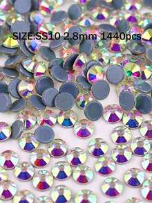 DMC Round SS6- SS50 2mm-10mm Clear And Crystal AB High Quality Hotfix Stones Hot Fix Rhinestone Glitter Flatback Crystal Strass Iron On Rhinestones For Garment Sewing & Fabric Dress Bag Shoes Decorations - Black and White - View 16