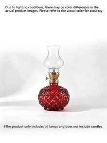 1pc Vintage Windproof Adjustable Glass Oil Lamp, Indoor Outdoor Retro Decor Lamp, Camping Festival Home Ornament, Fuel Not Included - Kerosene Lamp - View 9