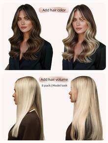 4PCS With 8 Clips Straight Clip In Hair Extensions 100% Real Human Hair Color P76/613# Medium Brown Highlighted Light Blonde 12-18 Inch Double Weft Invisiable Clip Hair Extensions Remy Natural Human Hair For Women Girl Daily Full Head Use - SP76/613 - View 5