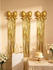 4-Piece Bowknot Rain Curtain Set, Suitable For Birthday Parties, Photo Backdrops, Bridal Gift-Giving Events, Wedding Party Decorations, And Anniversary Indoor/Outdoor Party Supplies. - Section B - View 4