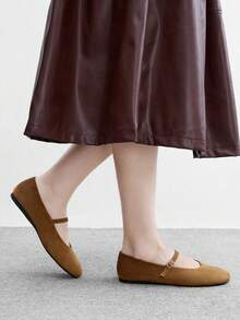 CUCCOO BIZCHIC Round Toe Women's Shoes, Low Vamp Comfortable Solid Color Flats, Suitable For Leisure Commuting And Versatile Vacation - Brown - View 5